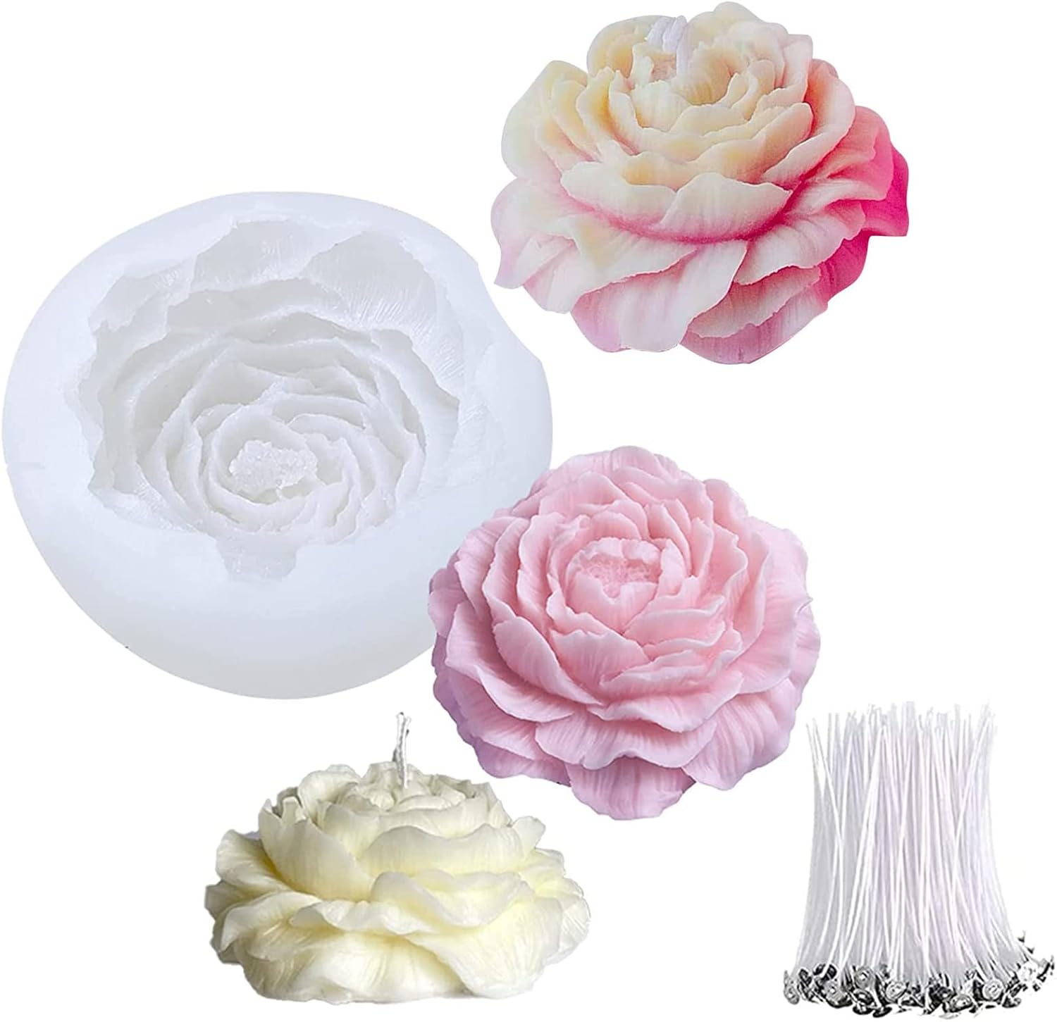 Candle Making Kit For Kids - Silicone 3D Pioenroos Kaarsenmal, Kaarsenmallen, Aromatherapie